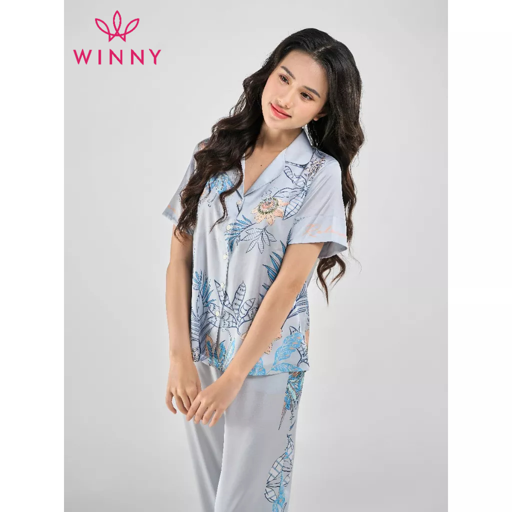 WINNY - Bộ đồ lụa cộc tay quần dài mặc nhà 1MNSA23130D