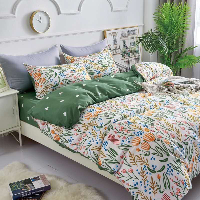 Trọn Bộ 4 Món Cotton Poly Nhập Mẫu VƯỜN HOA
