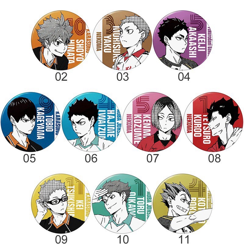 Combo 3-10 huy hiệu anime haikyuu/huy hiệu haikyuu nhiều mẫu