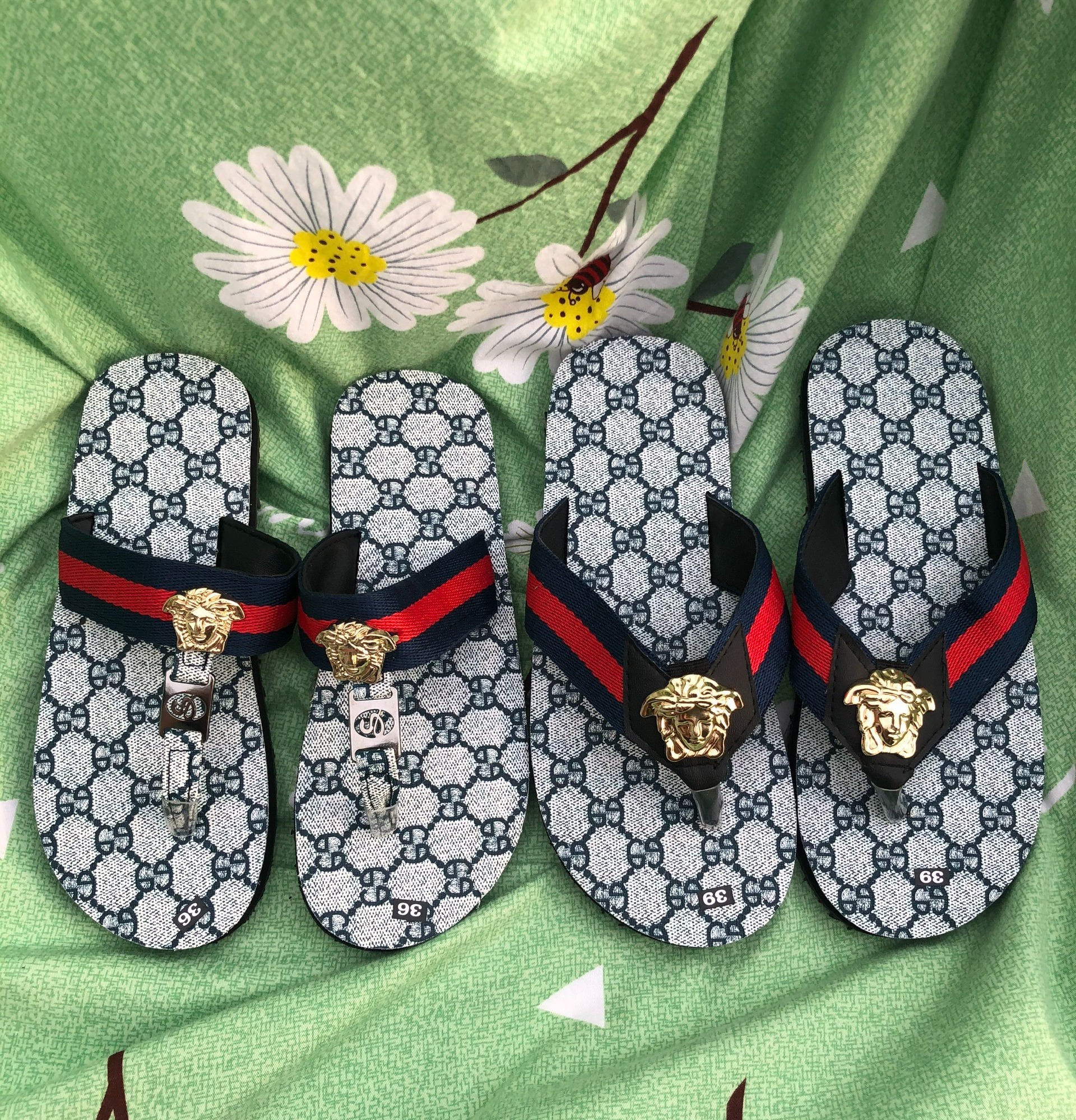 sandal chíp chíp ( dép cặp nam nữ ) đế xanh gg quai dù