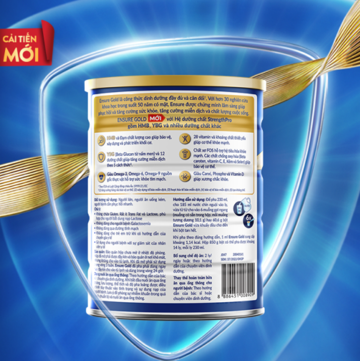 Sữa Bột Ensure Gold Abbott Hương Vani (HMB+YBG) 850g