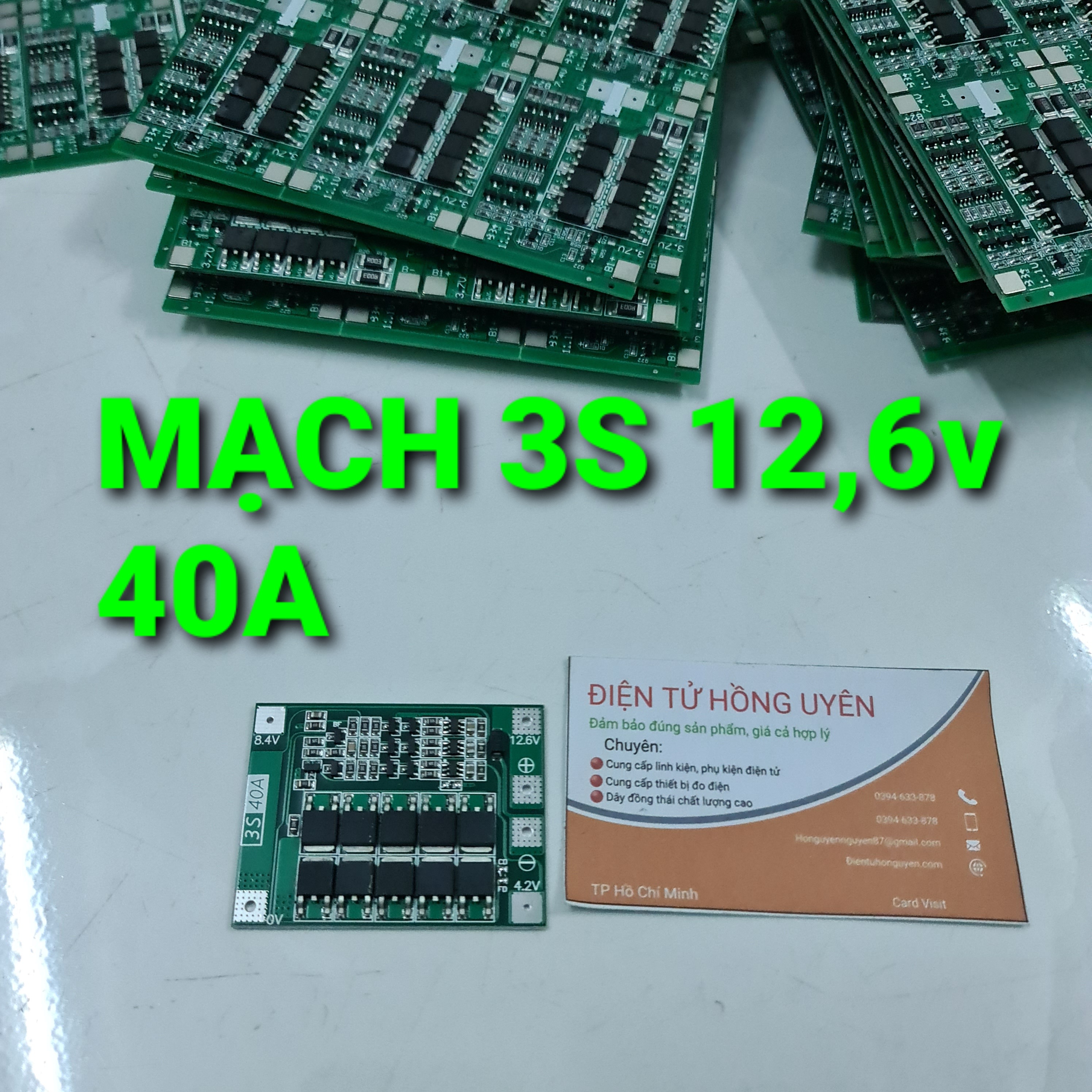 Mạch 3s 40A (Mẫu chuẩn, xả cao). Mạch bảo vệ sạc xả cho pin Lithium 18650 3s 40A. Chuyên dùng đóng khối pin 3s 3 cell pin 18650 nối tiếp - Điện tử Hồng Uyên