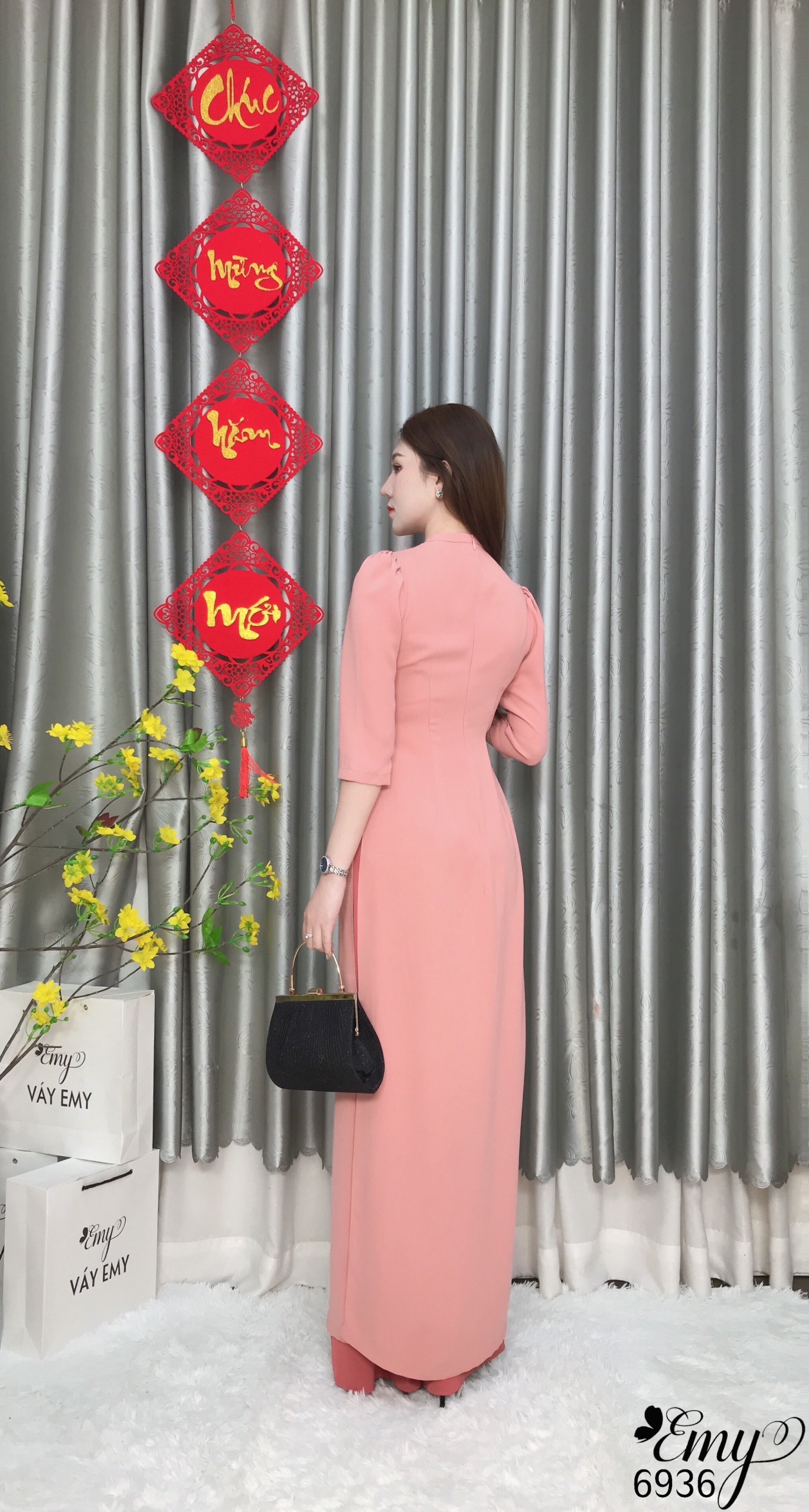 EMY EM6936 Sét Áo Dài Hồng