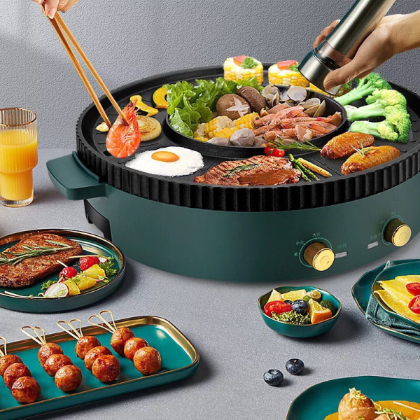 Giá bán Bếp Nướng Lẩu 2 Ngăn,Bếp Nướng Kèm Lẩu , Bếp Lẩu Nướng 2 Ngăn 2 Trong 1, Măt Nồi Tráng Men Chống Dính Cao Cấp,Nướng Và Lẩu Cùng 1 Lúc ,Bếp Sang Trọng Lịch Sự