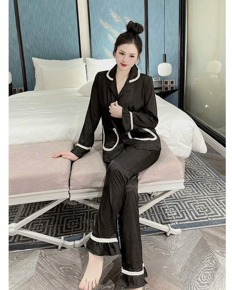 Đồ Bộ NgủTay Dài Quần Dài Lụa Xước - Mango Cao Cấp Bigsize 40-100kg