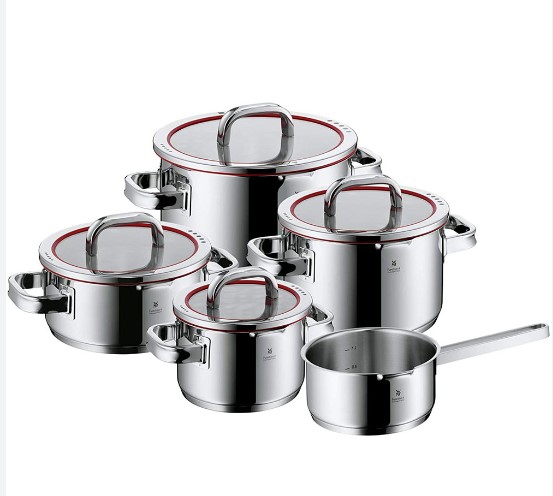 WMF Function 4-Piece Pot Set, High Quality Induction Cooker Stainless Steel Pot Set, Stainless Steel Material, Heat-resistant Handle, For All Types of Cookers, Imported from Germany