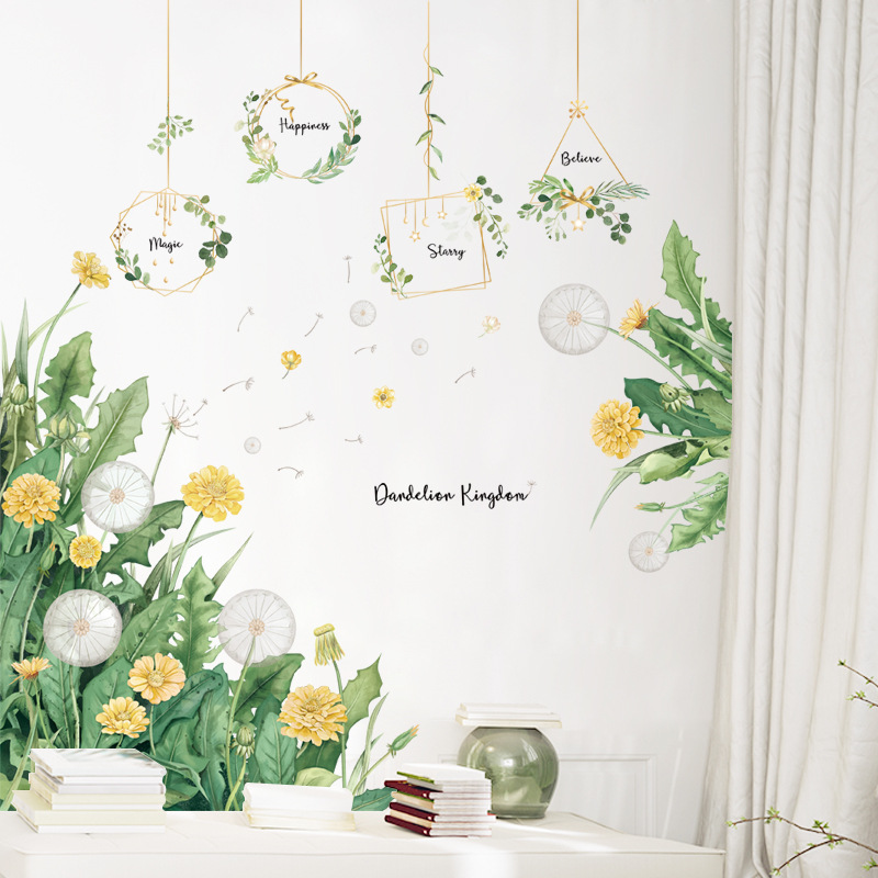 Decal dán tường, tranh dán tường hoa cỏ vàng