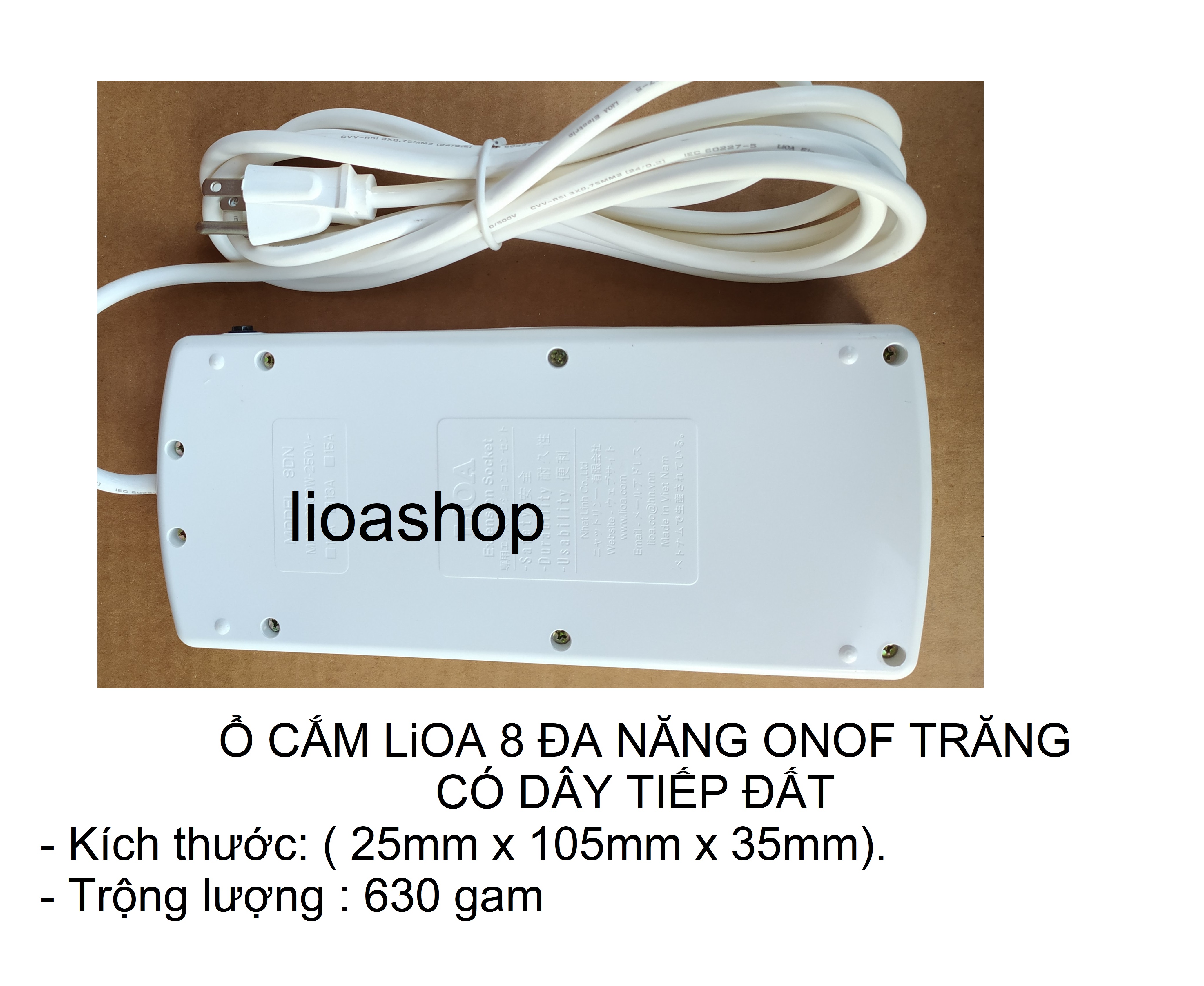 Ổ CẮM ĐIỆN LiOA 8 ĐA NĂNG CÓ DÂY TIẾP ĐẤT