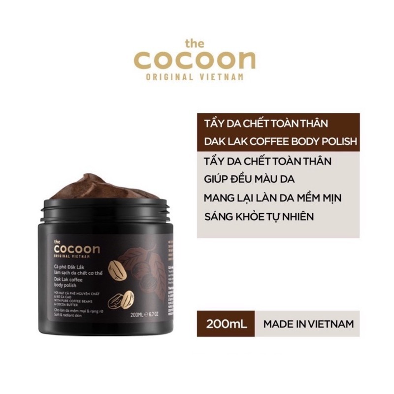 [HCM]Tẩy Da Chết Toàn Thân Cocoon Dak Lak Coffee Body Polish 200ml