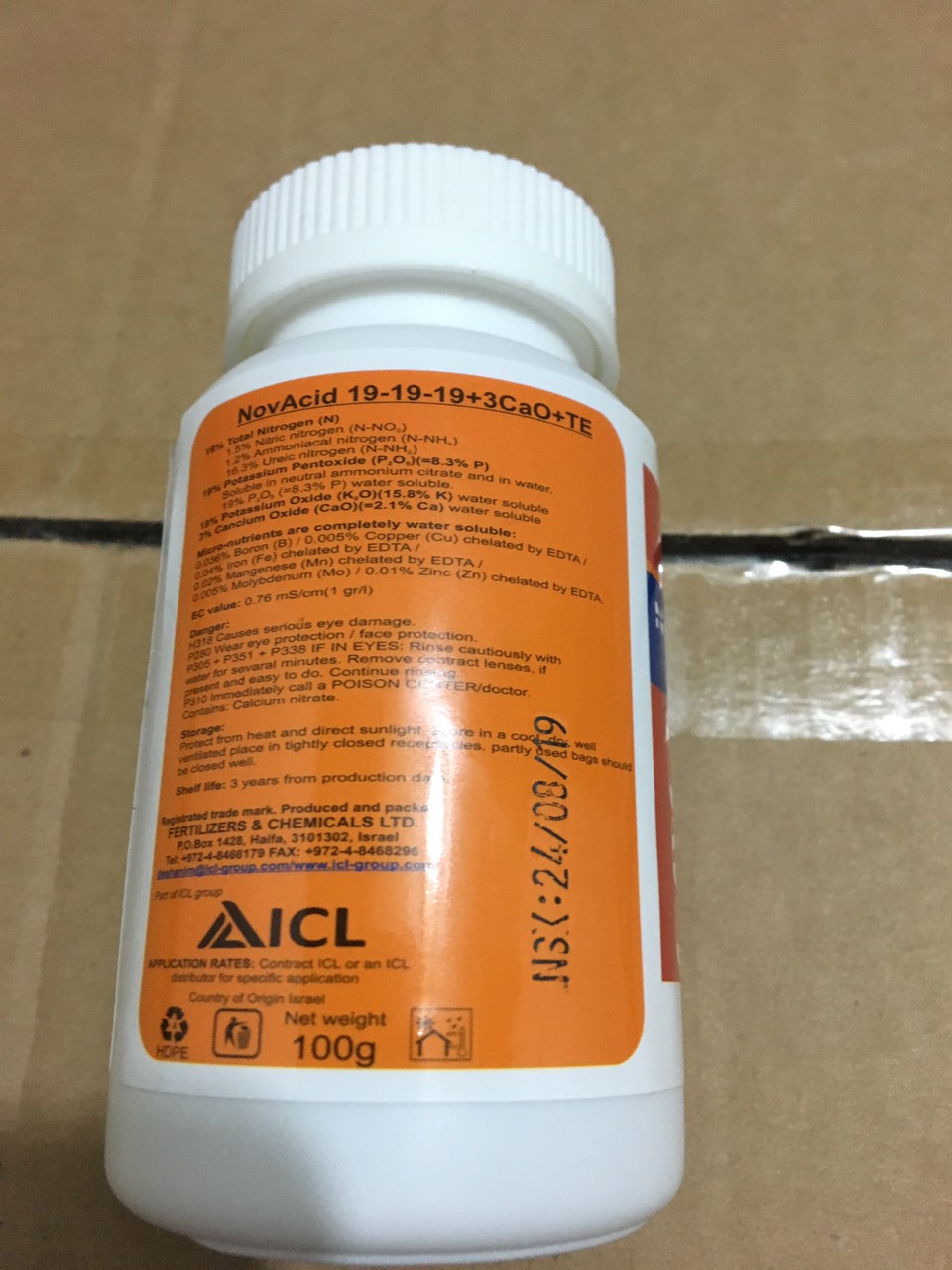 Phân bón Israel NPK 19 19 19 +3Ca+Te lọ 100gr