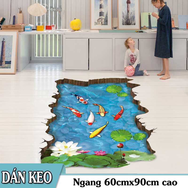 [HCM]Decal trang trí Hồ Sen Vuông cá KOI sắc màu. Nhựa PVC độ bền cao không thấm nước. 100% thương hiệu mới chất lượng cao 