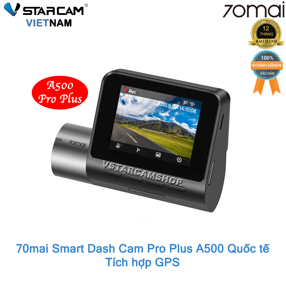 Camera hành trình 70mai Dash Cam Pro Plus A500 Quốc tế. Tích hợp sẵn GPS