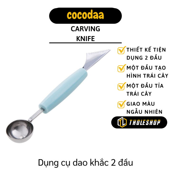 Dụng cụ gọt tỉa hoa quả - Dụng cụ khắc, tỉa trái cây 2 đầu - Muỗng múc trái cây, kem viên tròn đẹp mắt