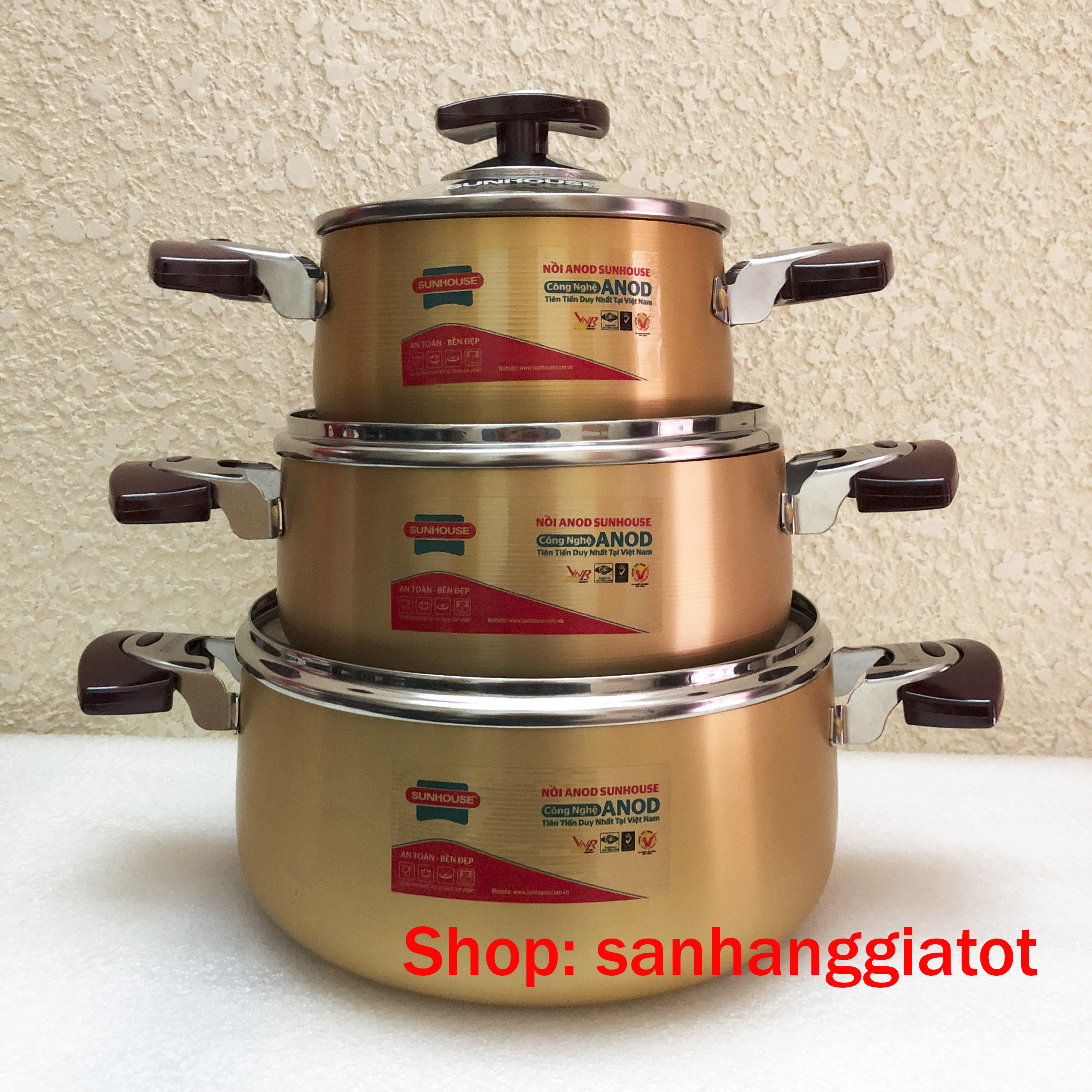 Bộ nồi nhôm anod sunhouse sh6634