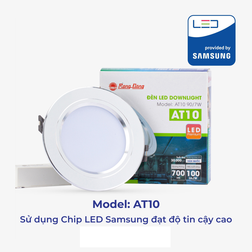 Đèn LED Âm trần Downlight Rạng Đông D AT10L 90/7W (Viền Vàng, Viền Bạc)
