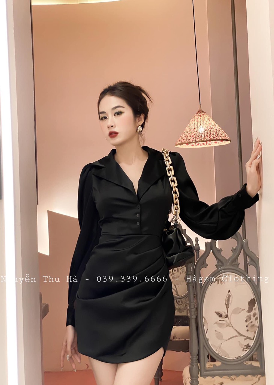 Váy lụa cột eo