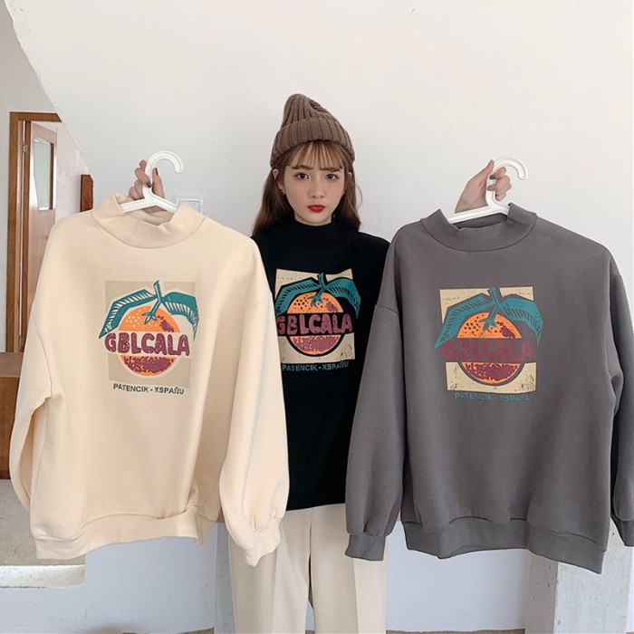 Áo Sweater Cam Chất Nỉ Form Rộng Unisex