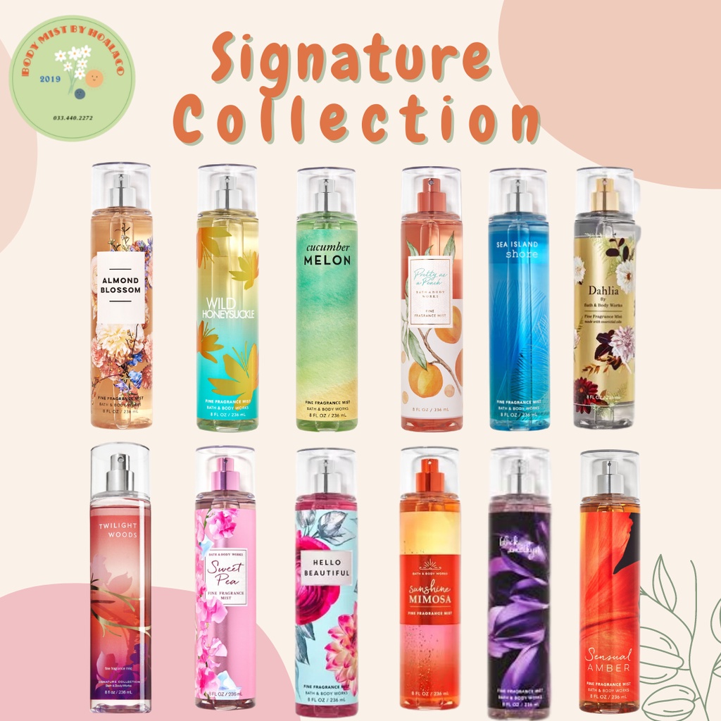[Tổng hợp 30ML] BODY MIST Bath & Body Works - Xịt thơm cơ thể nhiều mùi