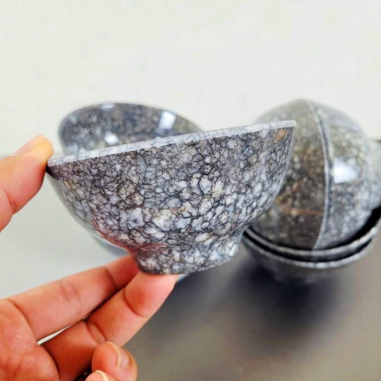 Chén(bát) đựng cơm nhựa Melamine vân đá đen/trắng/xanh CO11