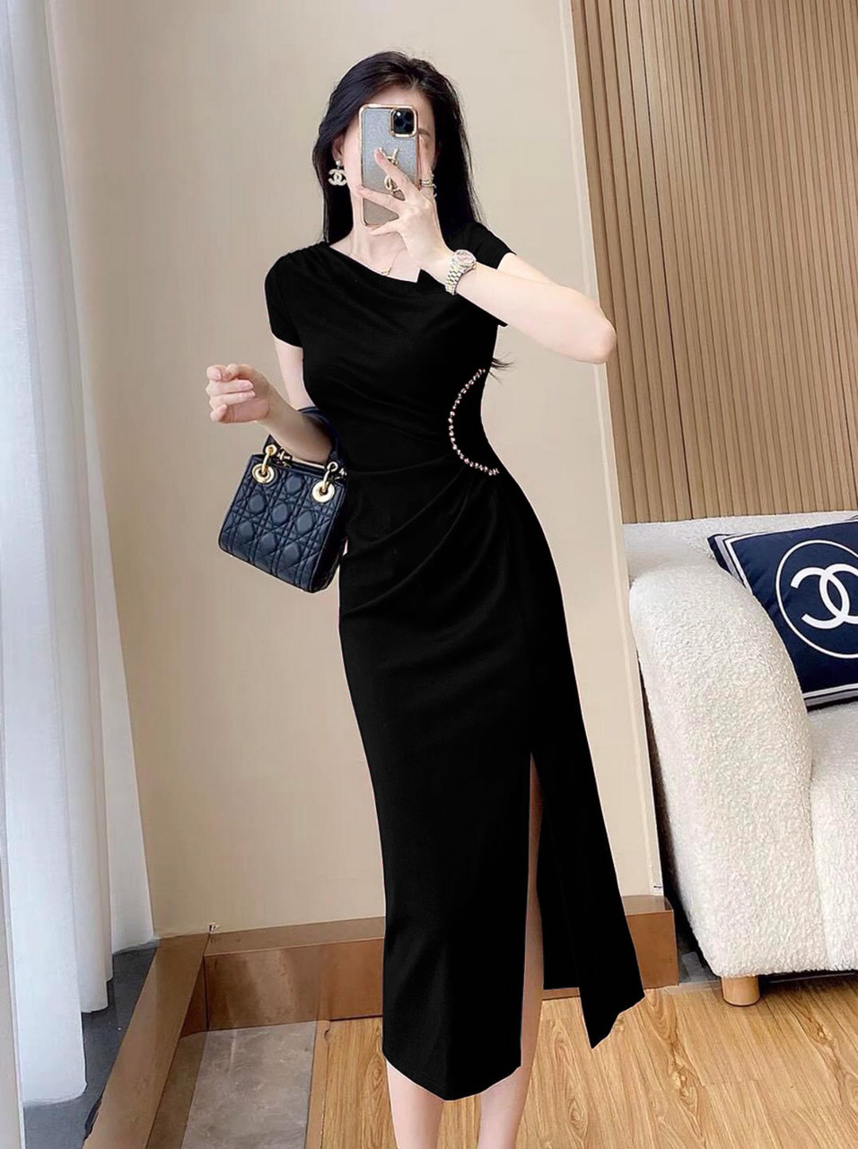 Đầm dạ hội trễ vai sang trọng