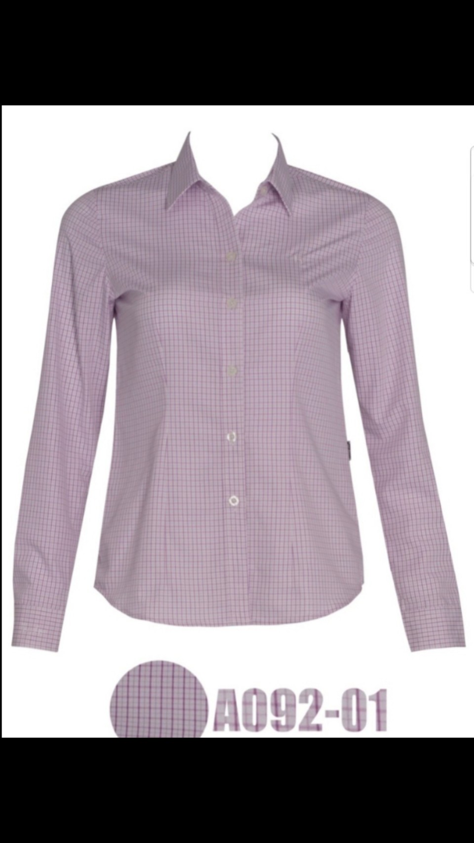 áo sơ mi nữ Thái Hòa mã A09 sọc caro vải sợi tre màu tím hồng và xanh rêu