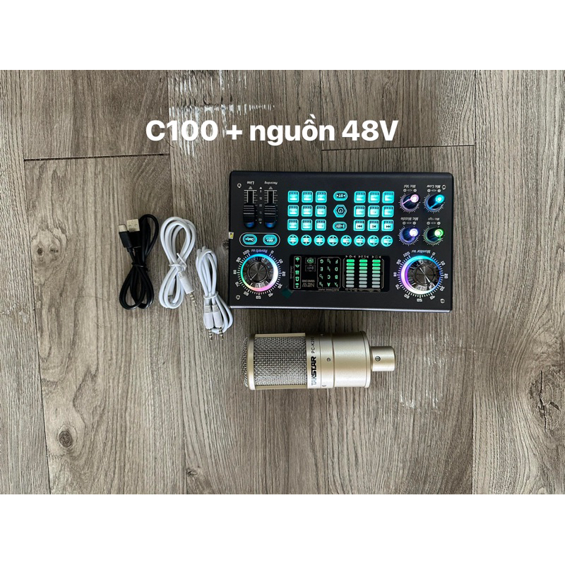 Bộ soundcard c100 kèm nguồn 48v