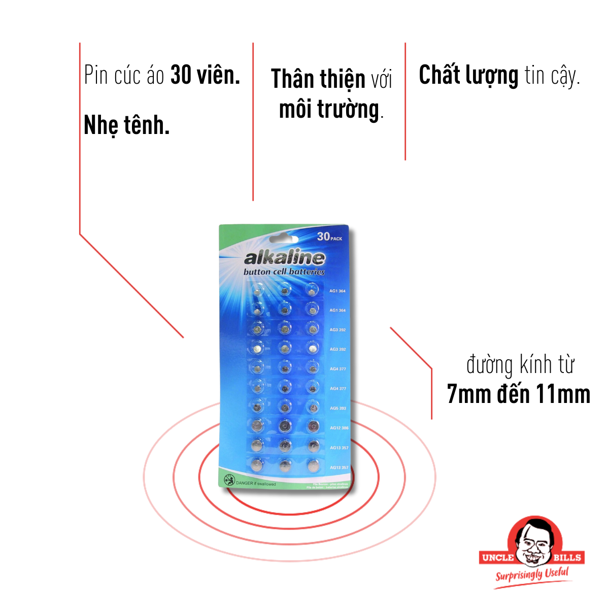 Pin cúc áo 30 viên UBL IB0013