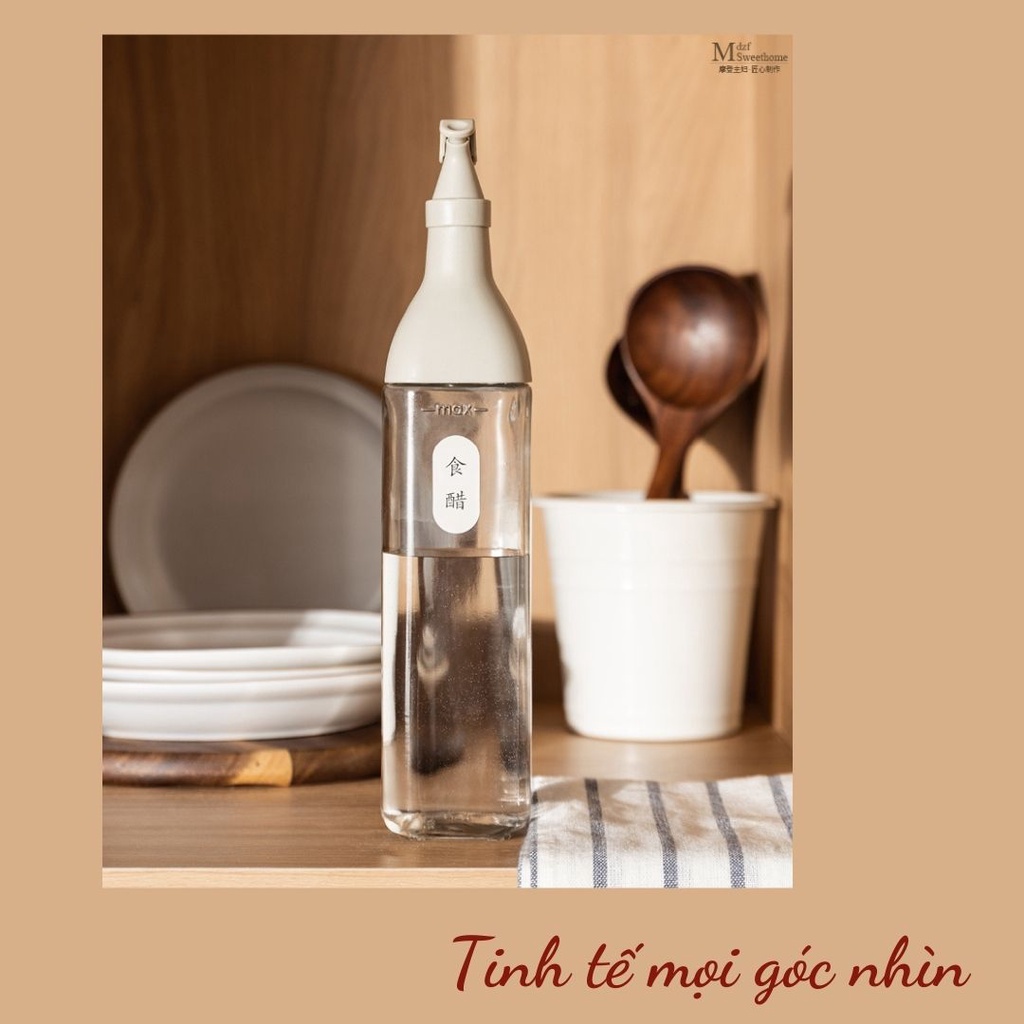 Chai thủy tinh đựng dầu ăn, bình đựng dầu ăn nước mắm nước tương màu EC Life 0203