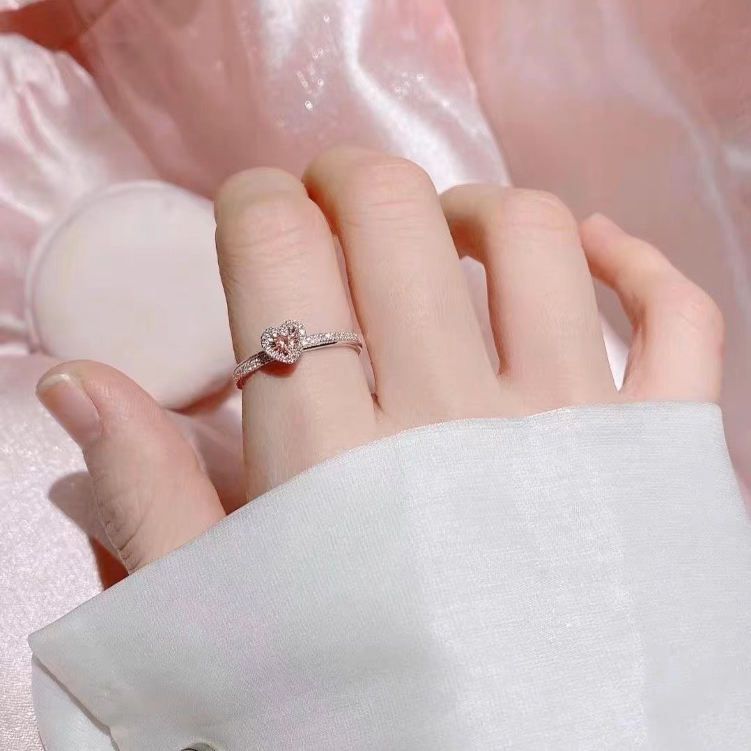 Nhẫn bạc nữ 925 nhẫn Pink Stone-Aura Silver-N44