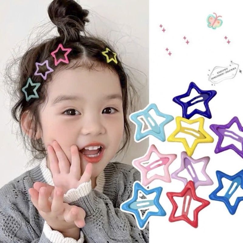 Set 3 kẹp tóc ngôi sao nhiều màu dễ thương cho bé