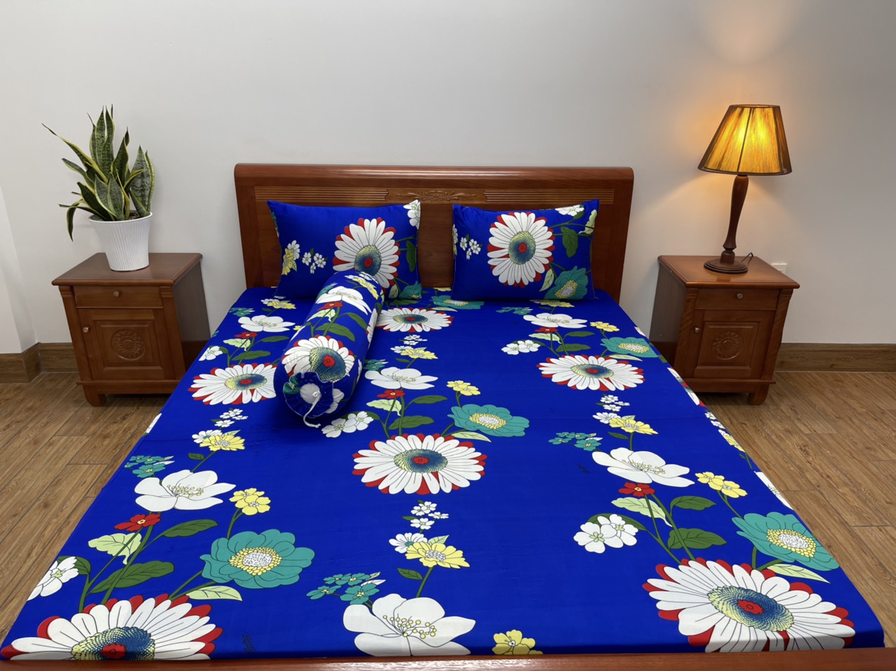 Bộ ga giường thun lạnh Hàn Quốc gồm 1 drap 2 áo gối nằm 1 áo gối ôm