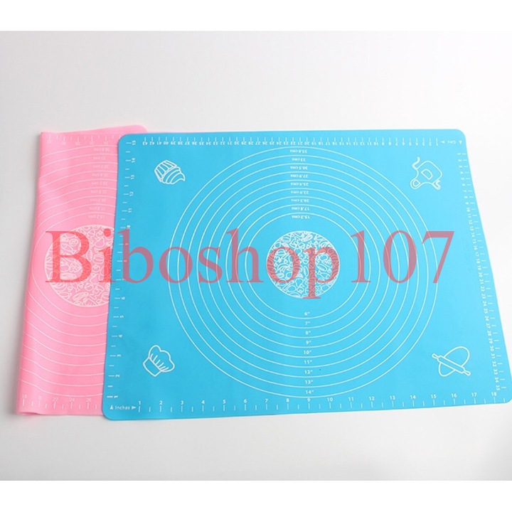 Tấm lót nhào bột silicon 50x40cm + cán lăn bột gỗ 30cm