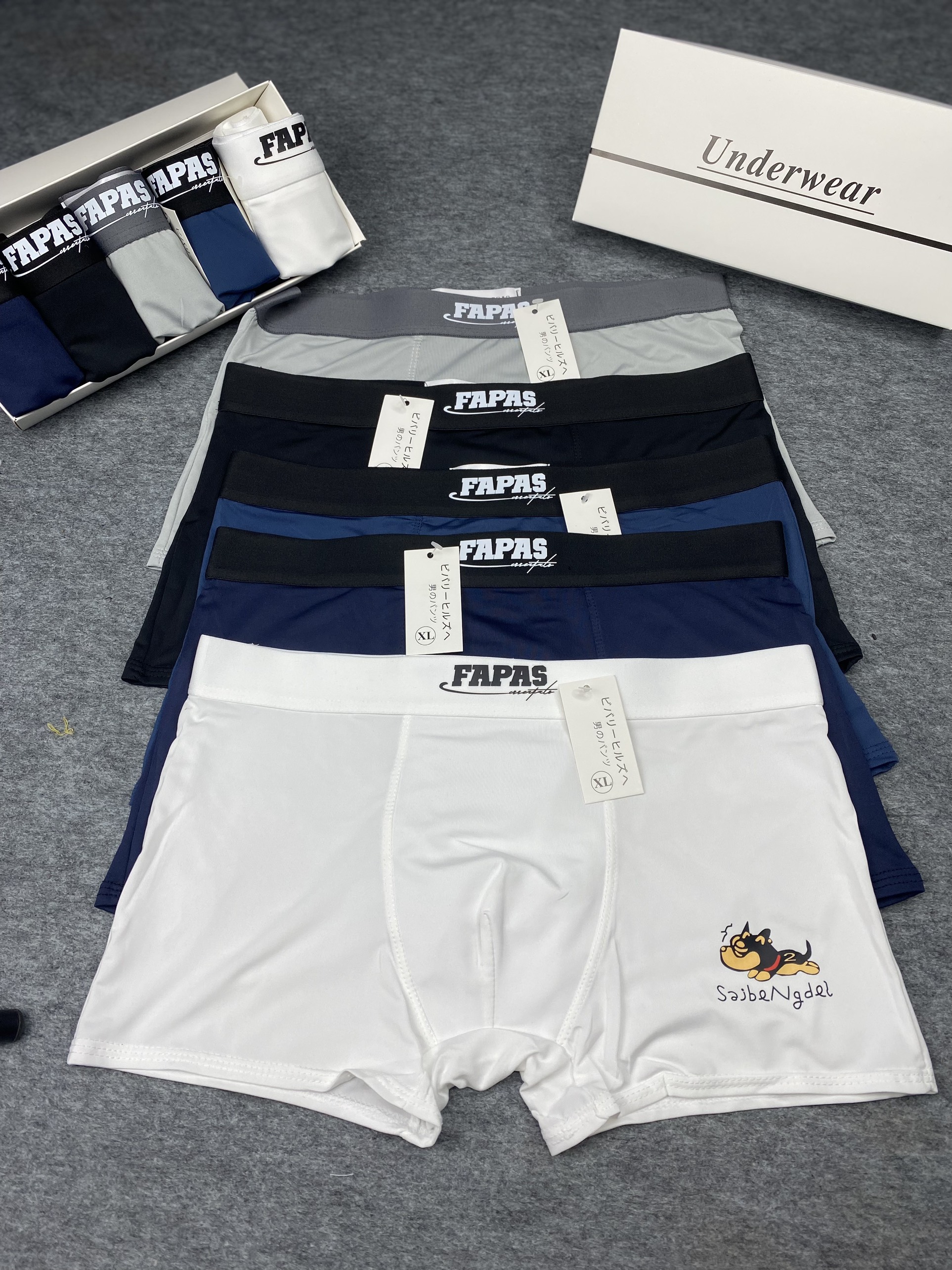 Hộp 5 quần sịp đùi nam Fapas, quần lót nam cotton, chất liệu mềm mại, thoáng mát