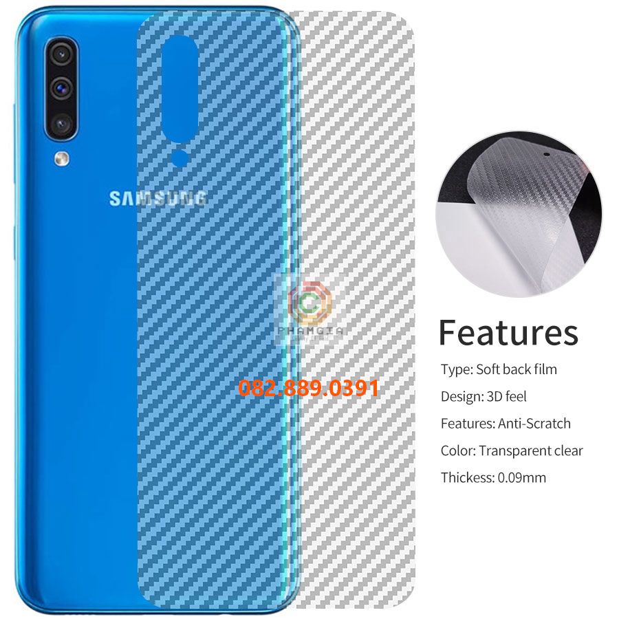 Miếng dán mặt lưng skin carbon Samsung Galaxy A50/ A50s