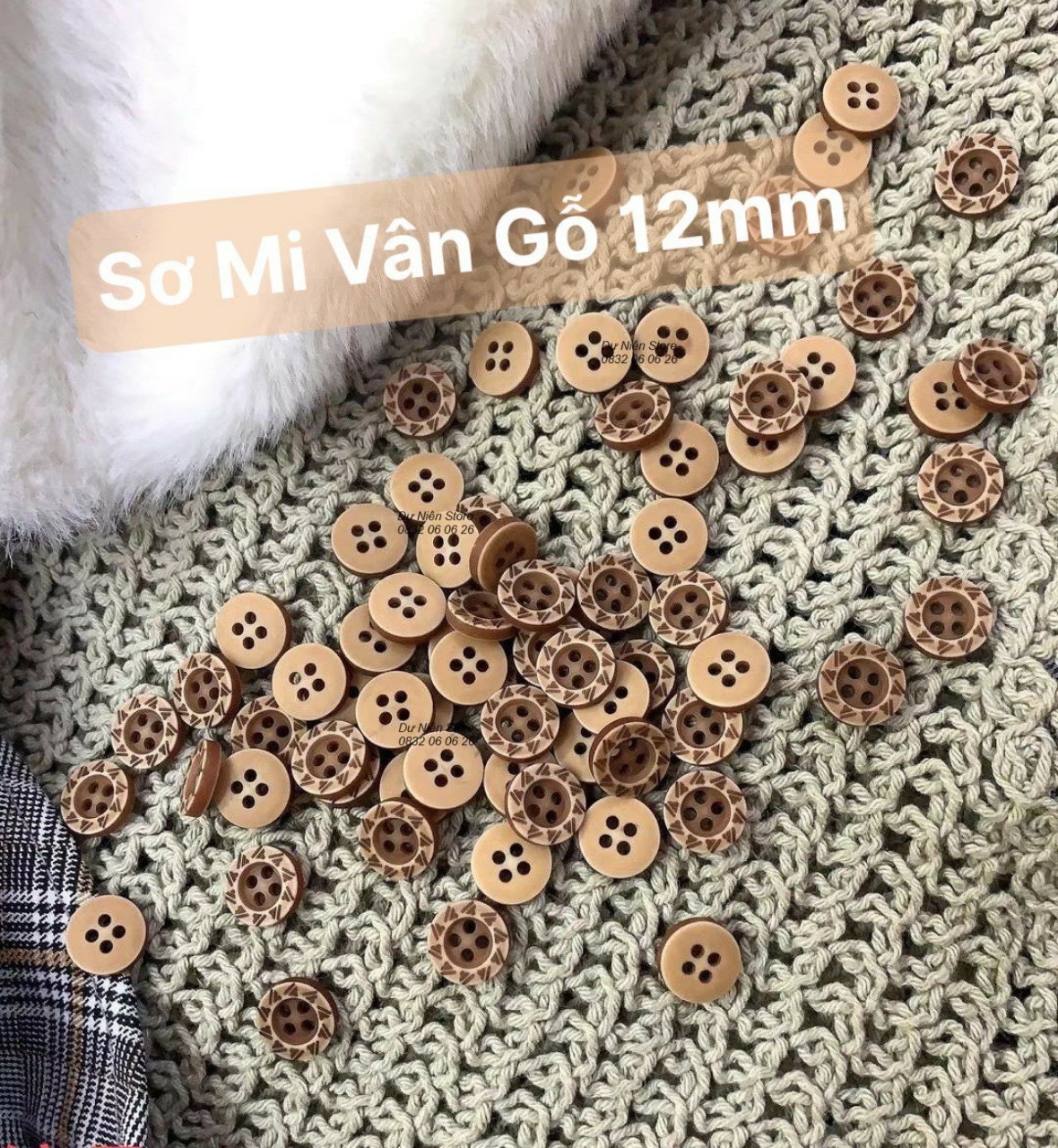 Nút Gỗ 12mm Phong Cách Vintage Gói 50 Nút