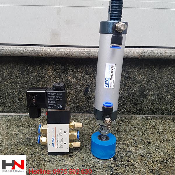 Combo bộ xi lanh và van điện từ kẹp phôi nhôm