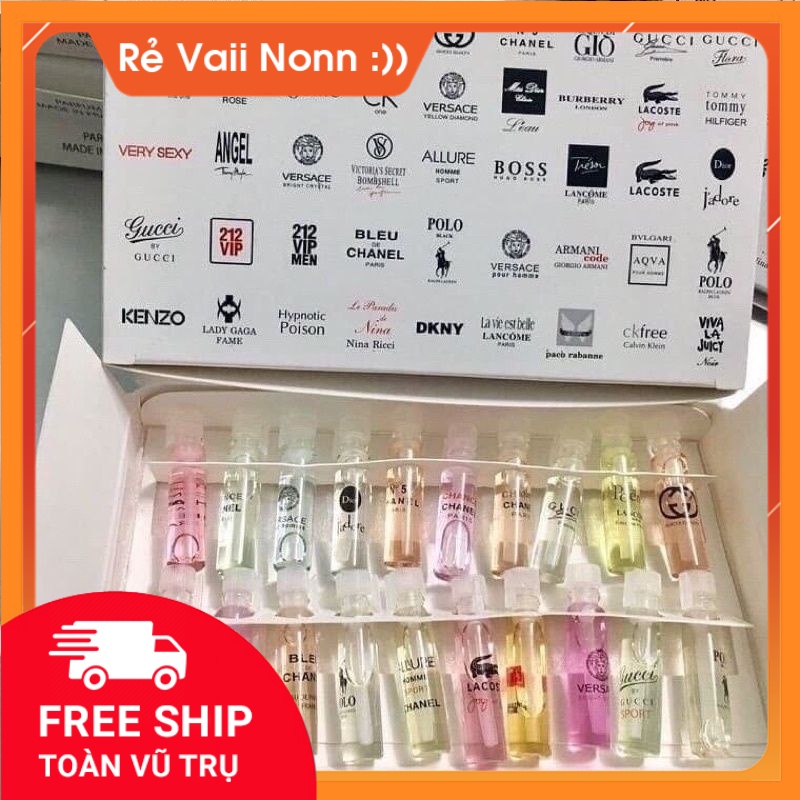 Bộ Test Nước Hoa Mini 20 Mùi (20 lọ*2ml) Hàng Chuẩn Mùi, Thơm Dai