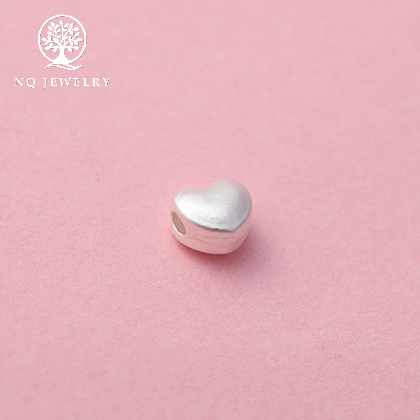 [HCM]Charm bạc trái tim xỏ ngang - NQ Jewelry