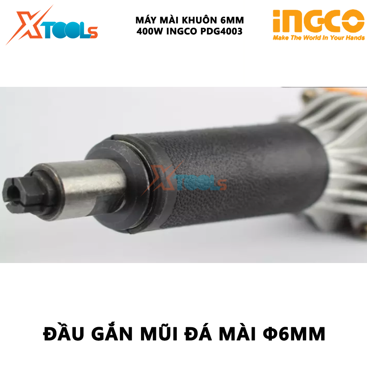 Máy khoan mài khuôn INGCO PDG4003 Máy mài khuôn 400W kèm theo 3 mũi đá mài, đầu gắn mũi đá mài: 6mm XTOOLs