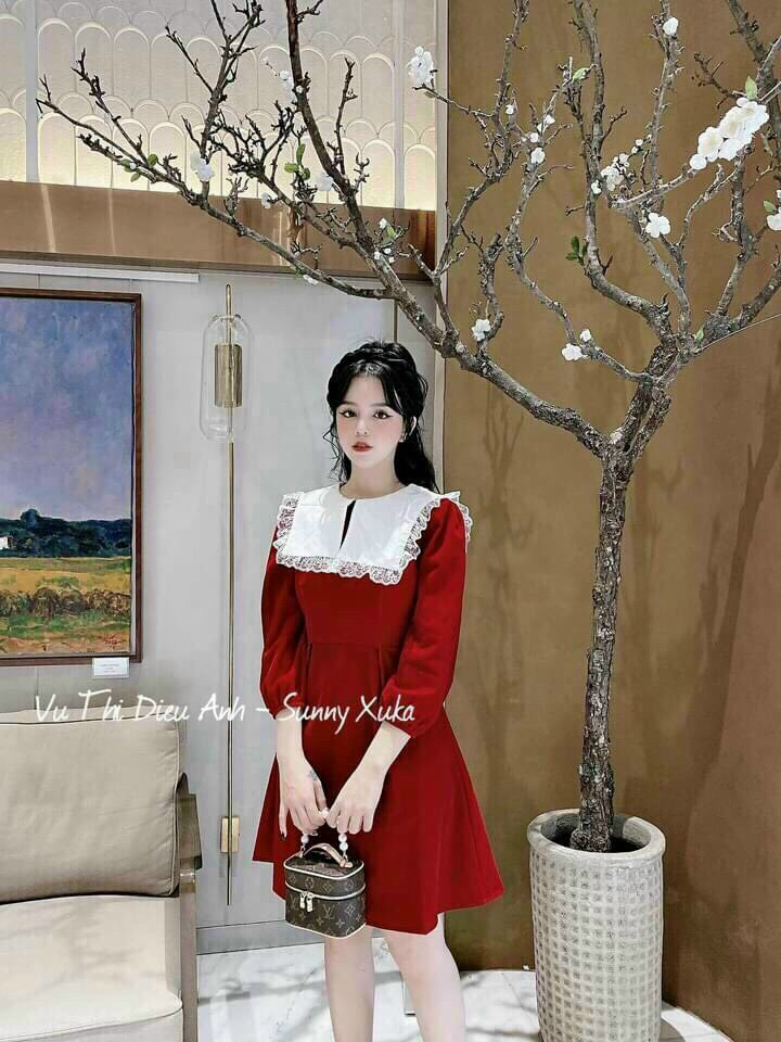 [HCM][hàng new] Đầm Dáng Suông cổ Viền Bèo Siêu Dễ Thương