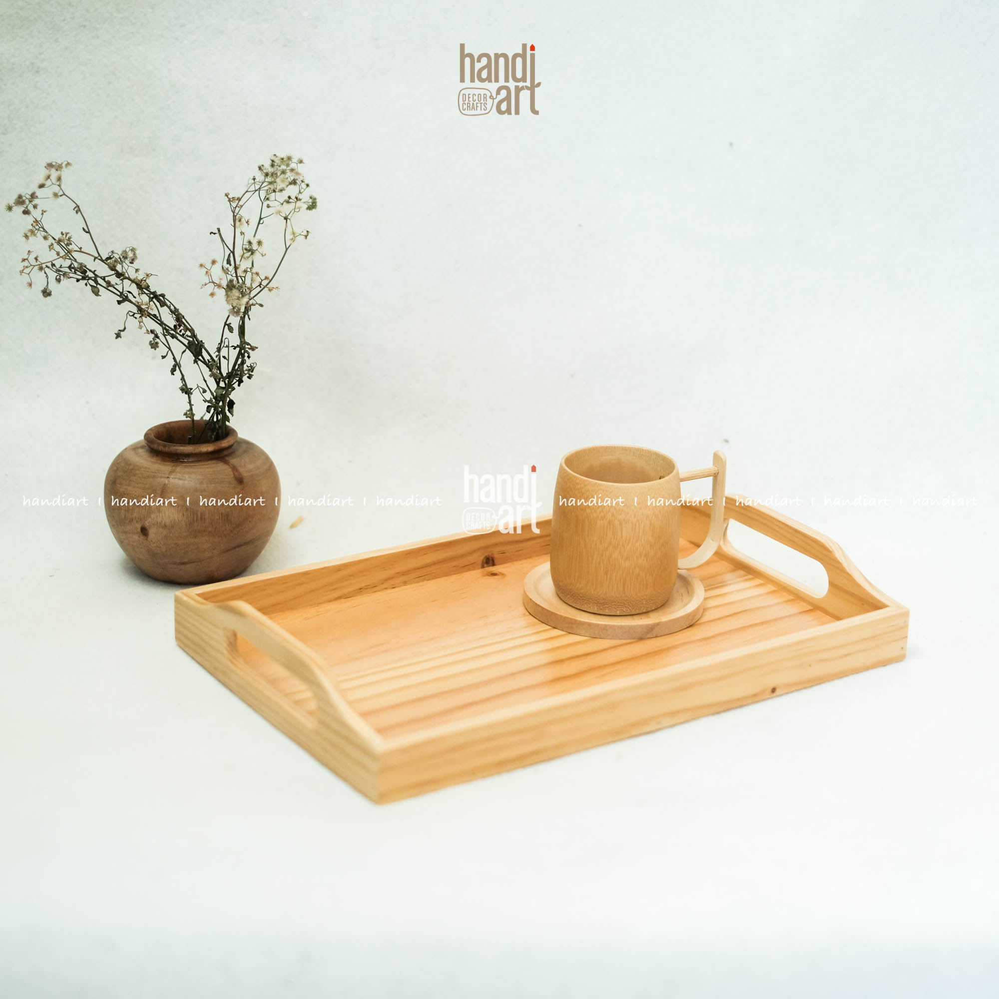 Khay gỗ tay nắm đựng đồ