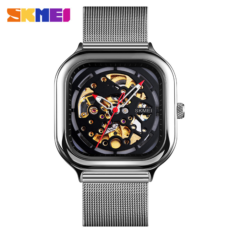 Đồng hồ cơ nam tự động SKMEI 9184 dây lưới thép không gỉ (Chọn màu)