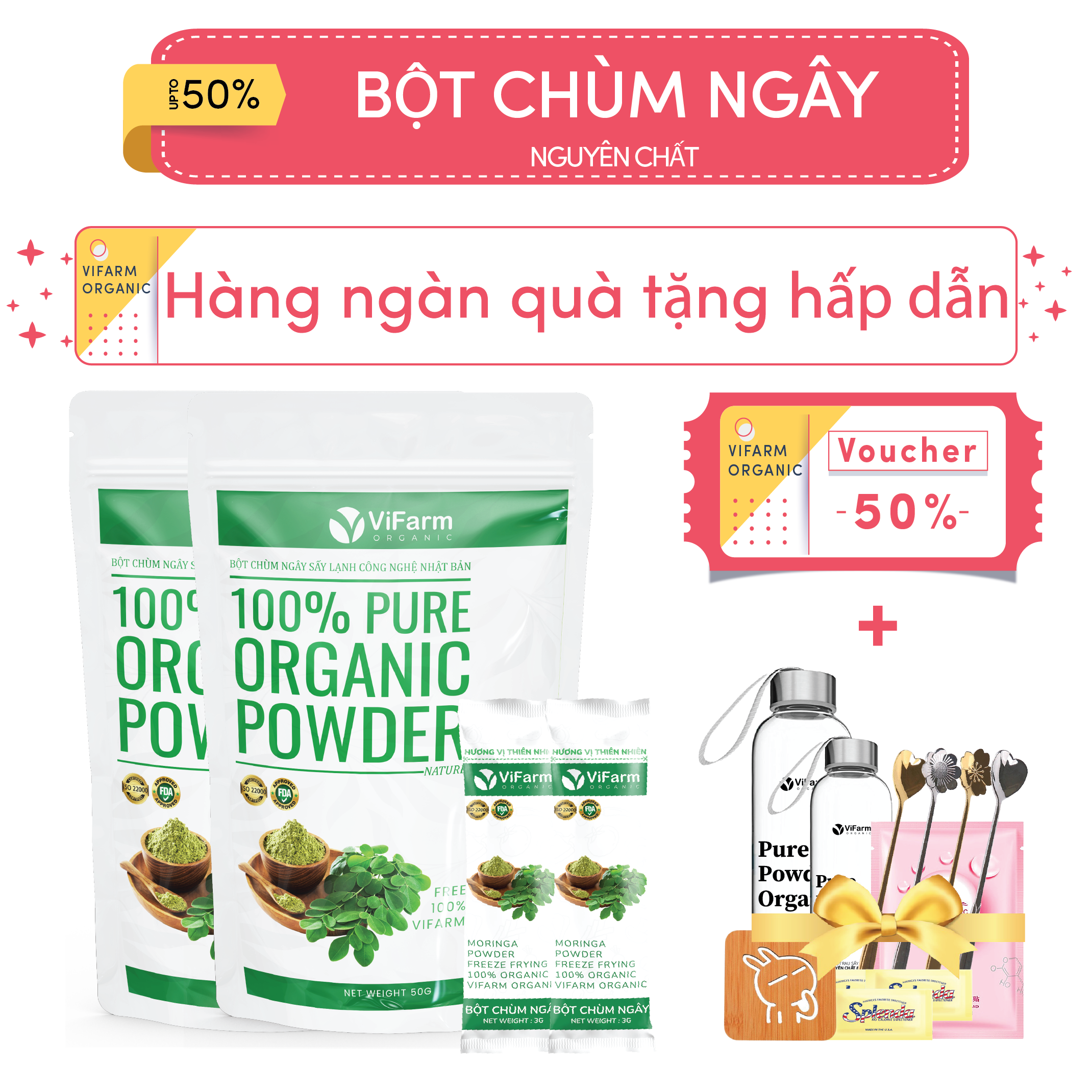 Bột Chùm Ngây Nguyên Chất ViFarm 50g
