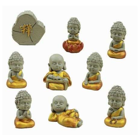 Bộ 9 tượng, tượng trang trí ô tô, Bộ tượng phật gốm Đại Cát đồ trang trí xe hơi tiểu cảnh tượng phật mini phong thủy Decor Việt