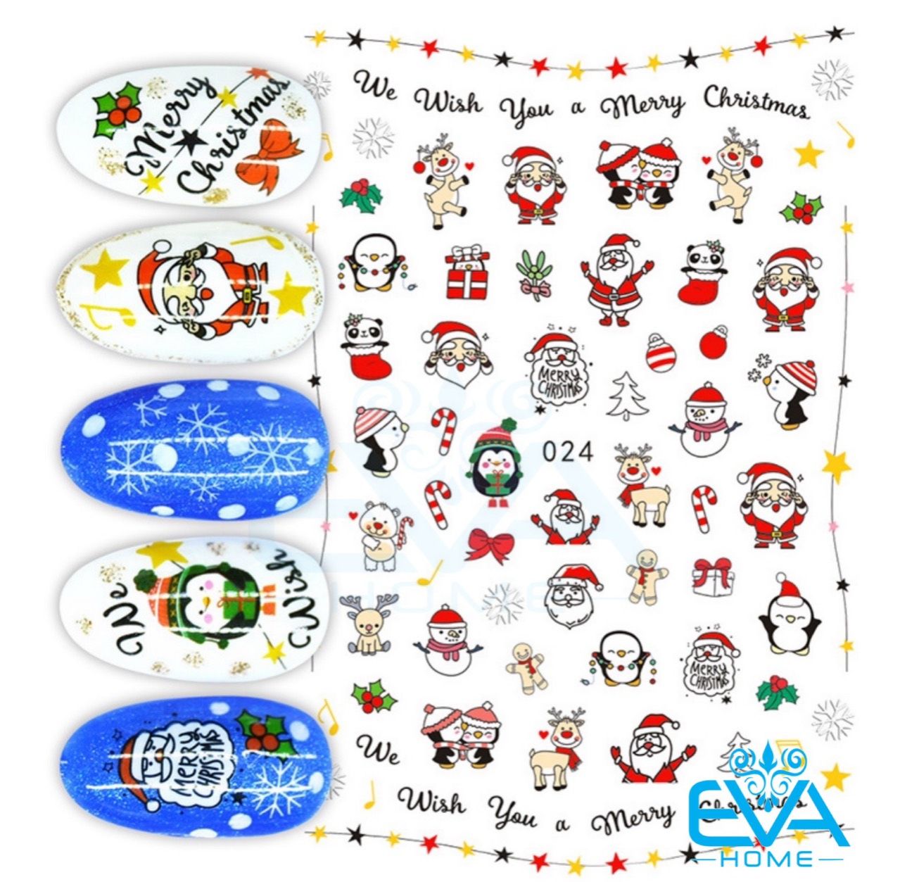 Decal Dán Móng Tay 3D Nail Sticker Hoạ Tiết Trang Trí Noel Giáng Sinh EB024