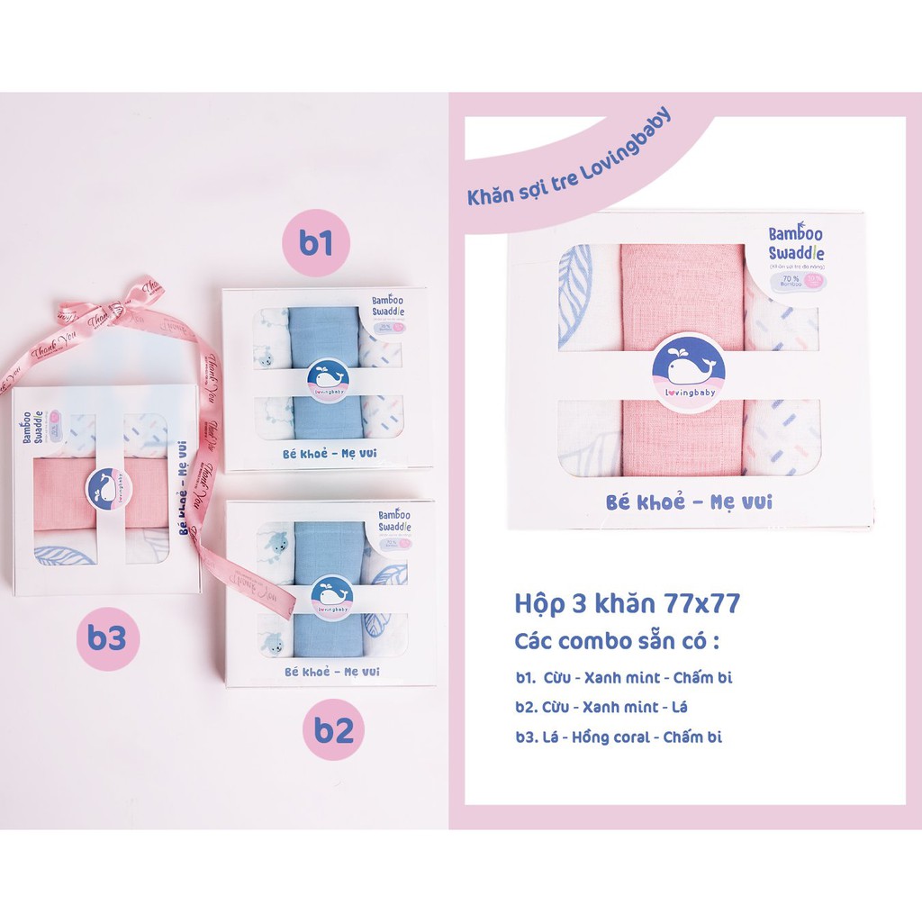 [HCM]Set 3 khăn tắm sợi tre cho bé - 77x77cm