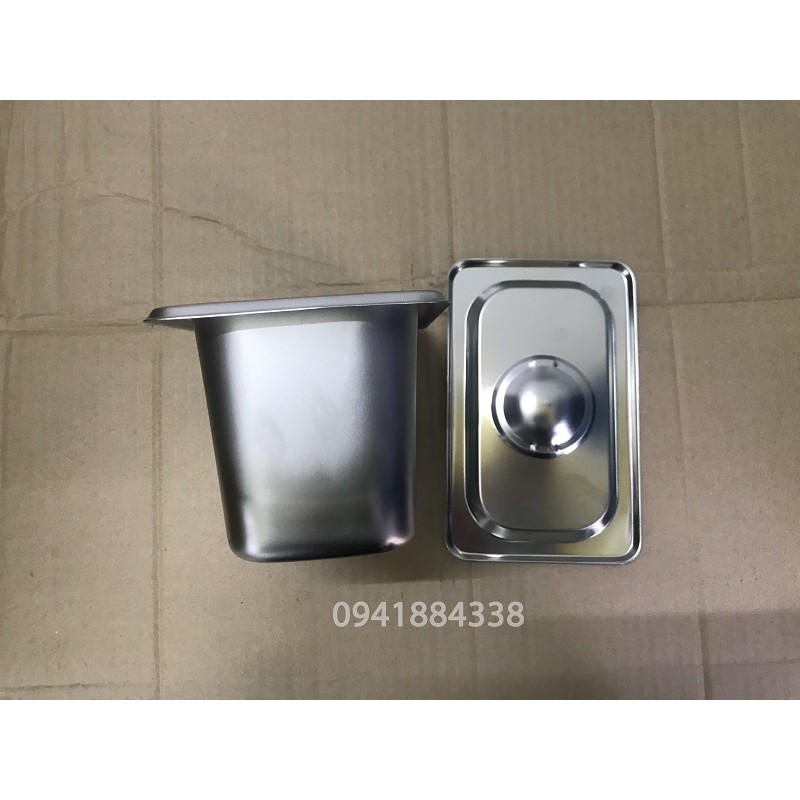 Khay Inox Đựng Topping 1/9, Khay Đựng Thạch(Có Nắp)