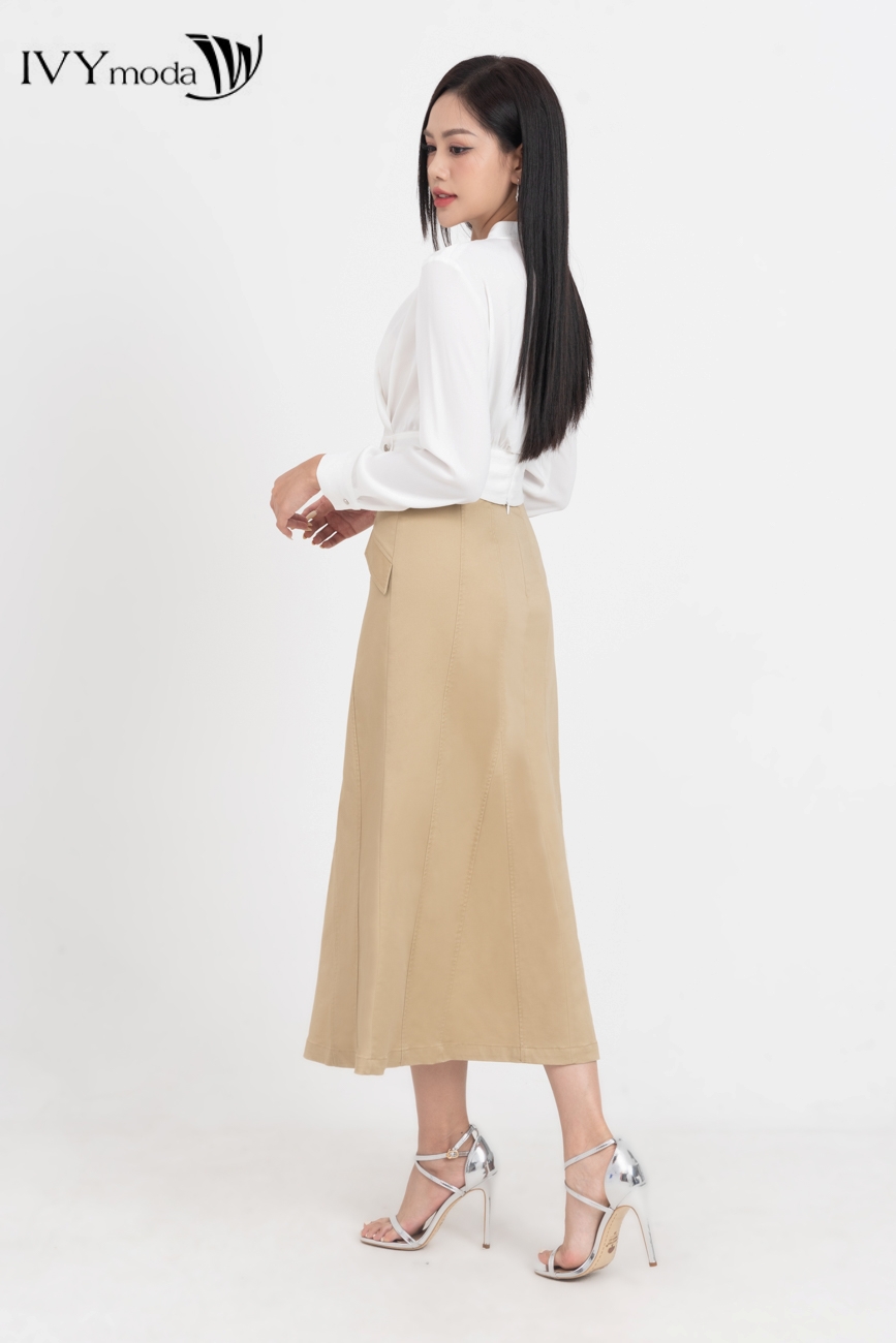 [10.10 -12.10 | VOUCHER 10% ĐƠN 499K] Áo sơ mi cổ V đắp chéo IVY moda MS 17B9561