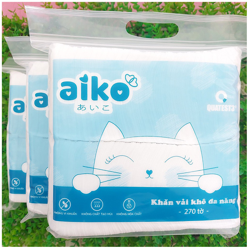 [HCM]Khăn vải khô đa năng AIKO 270 tờ/túi
