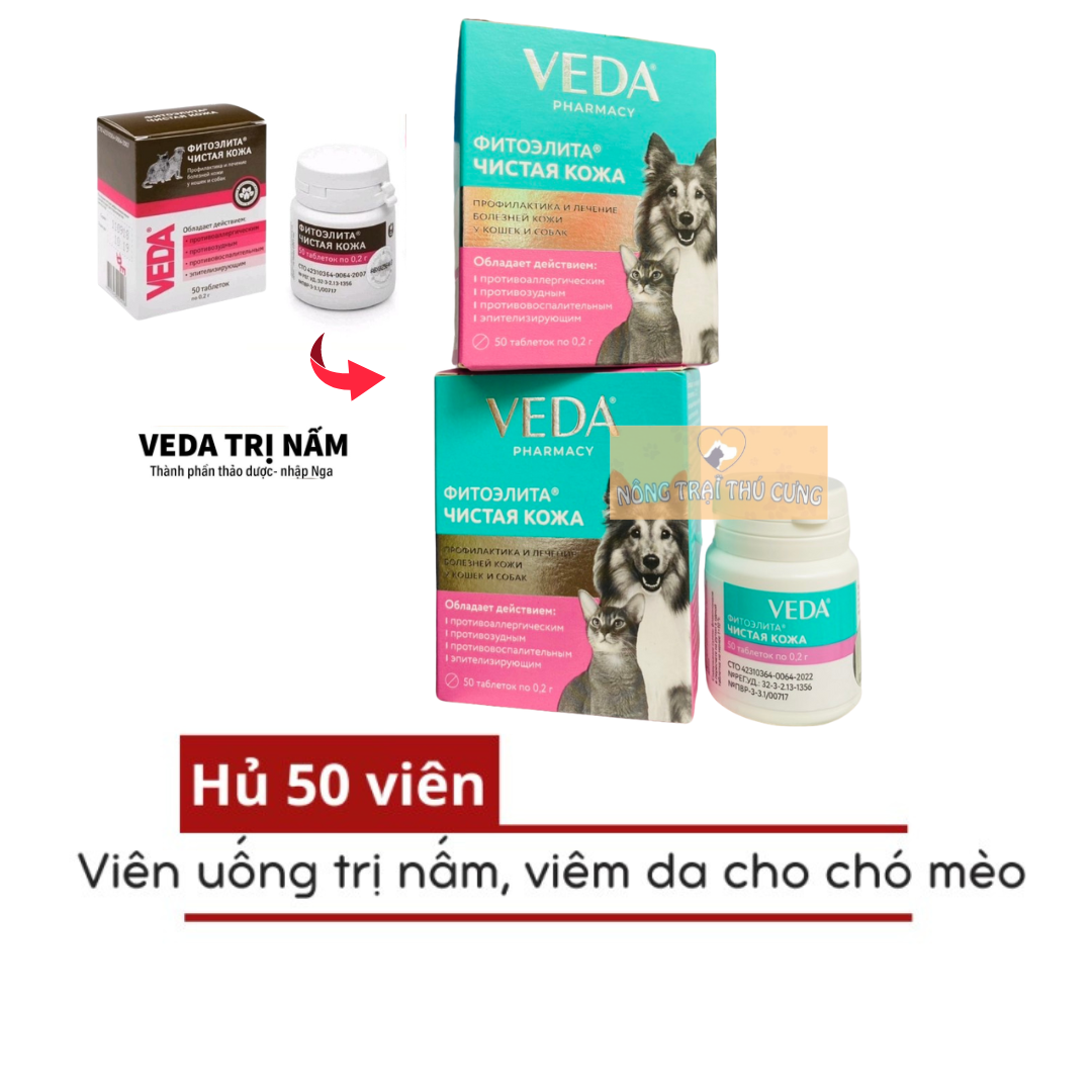 Viên veda trị nấm cho chó mèo - thảo dược an toàn hủ 50 viên -